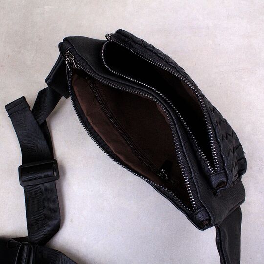 Чоловіча сумка поясна, бананка, чорна П2414