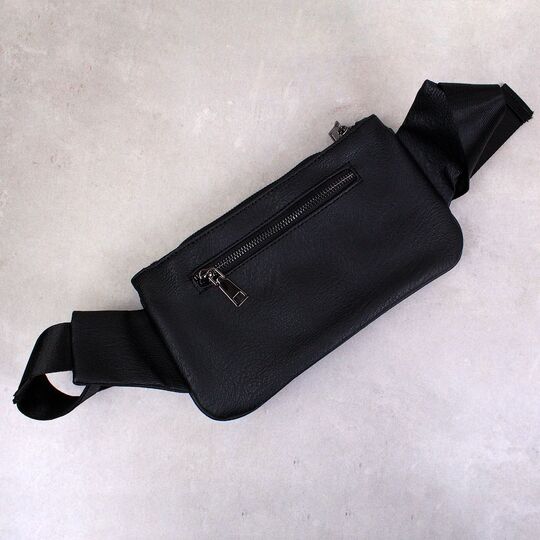 Чоловіча сумка поясна, бананка, чорна П2414