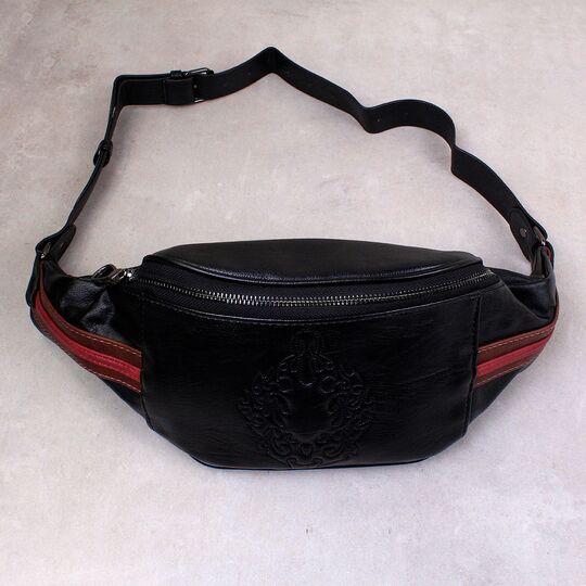 Мужская сумка поясная, бананка, черная 2412