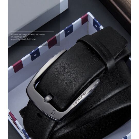 Мужской ремень BISON DENIM, черный П2754