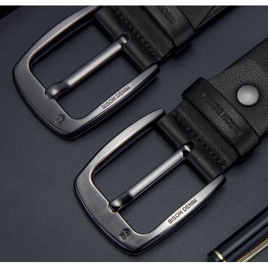 Мужской ремень BISON DENIM, черный П2754