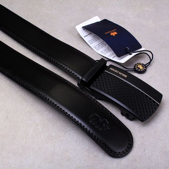 Мужской ремень BISON DENIM, черный П2474