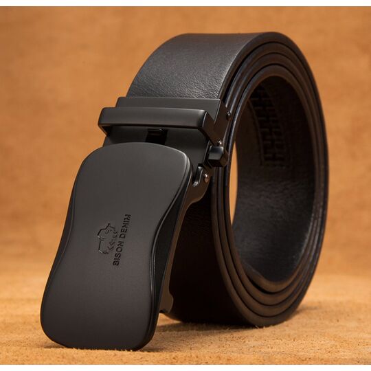 Чоловічий ремінь BISON DENIM, чорний П2475