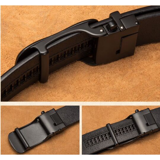 Чоловічий ремінь BISON DENIM, чорний П2475