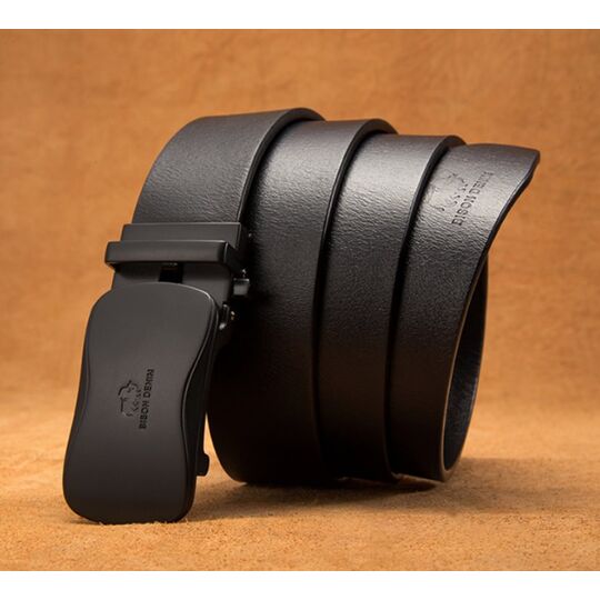 Чоловічий ремінь BISON DENIM, чорний П2475