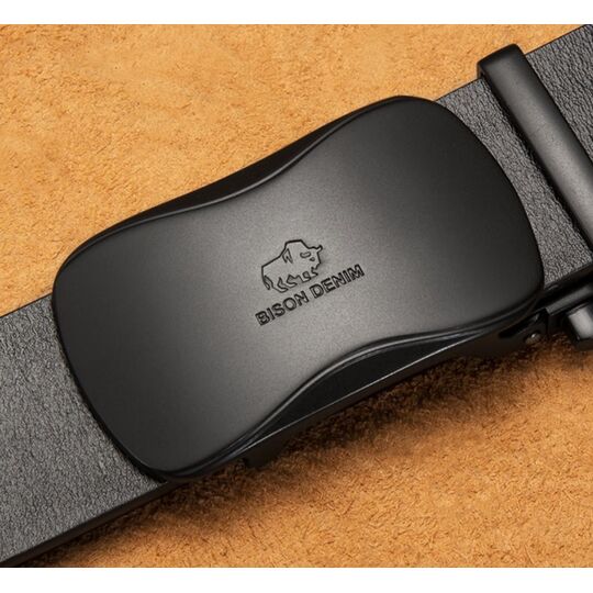 Чоловічий ремінь BISON DENIM, чорний П2475