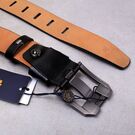 Чоловічий ремінь BISON DENIM, чорний П2689