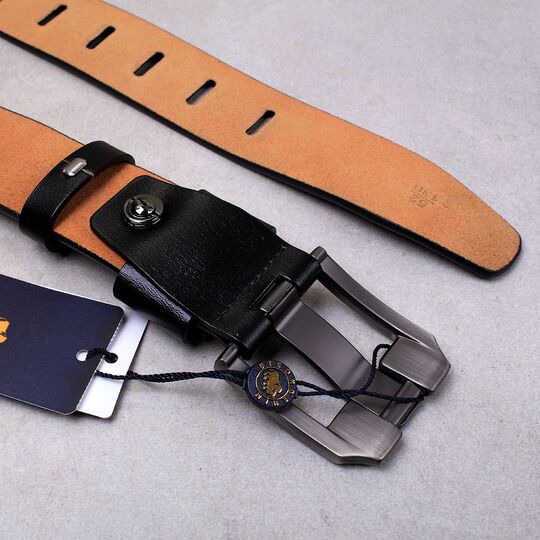 Чоловічий ремінь BISON DENIM, чорний П2689