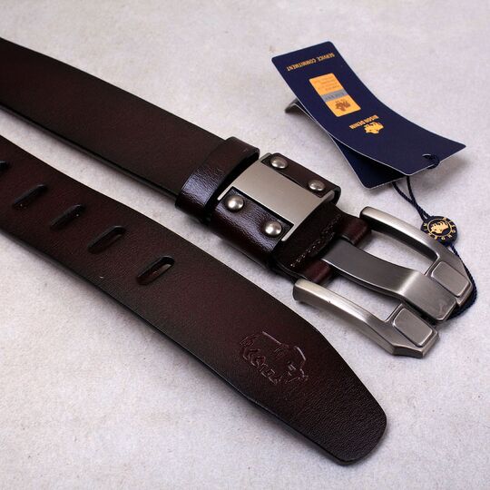 Мужской ремень BISON DENIM, коричневый П2690