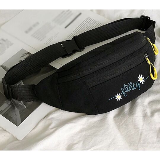 Жіноча бананка, сумка на пояс, чорна П2549