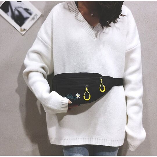 Жіноча бананка, сумка на пояс, чорна П2549