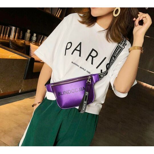 Женская бананка, сумка на пояс, фиолетовая П2551