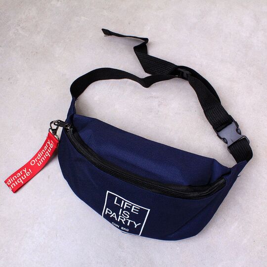 Сумка на пояс, бананка, синяя П2566 Сумка на пояс, бананка, синяя П2566