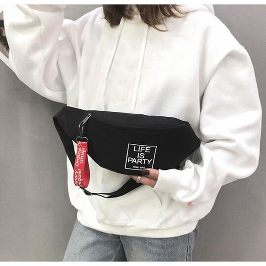 Сумка на пояс, бананка, черная П2569