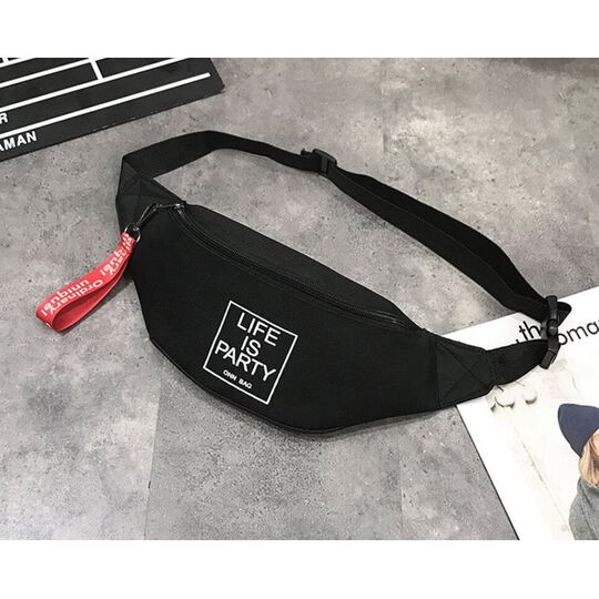 Сумка на пояс, бананка, черная П2569