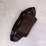 Мужская сумка поясная "WESTAL" , бананка, коричневая П2570