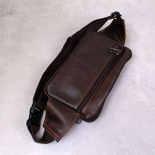Мужская сумка поясная "WESTAL" , бананка, коричневая П2570