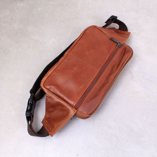 Мужская сумка поясная "WESTAL" , бананка, коричневая П2571