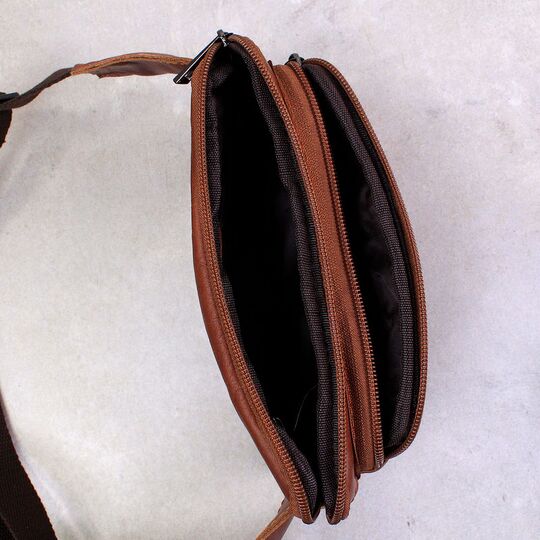 Мужская сумка поясная "WESTAL" , бананка, коричневая П2571