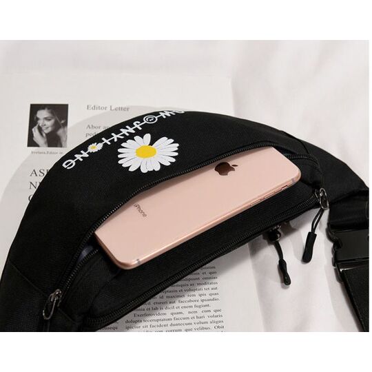 Женская сумка, бананка с ромашкой, П2597