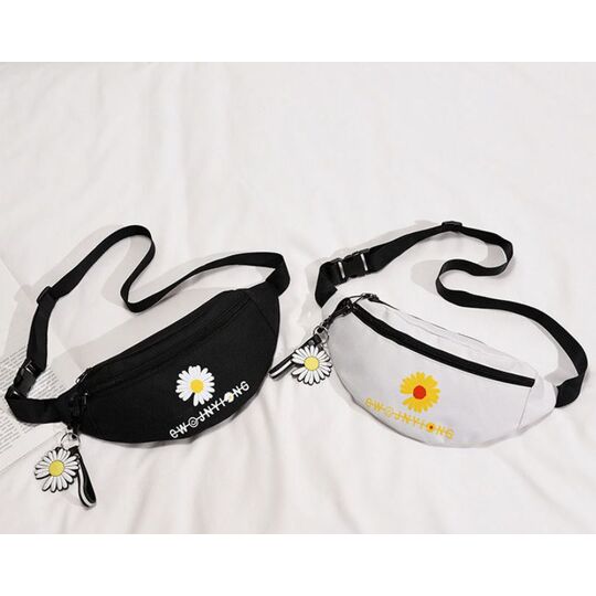 Женская сумка, бананка с ромашкой, П2597