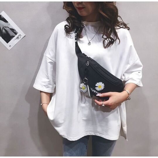 Женская сумка, бананка с ромашкой, П2597