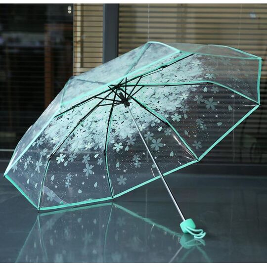 Зонтик прозрачный, зеленый П2776