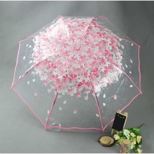 Зонтик прозрачный, розовый П2777