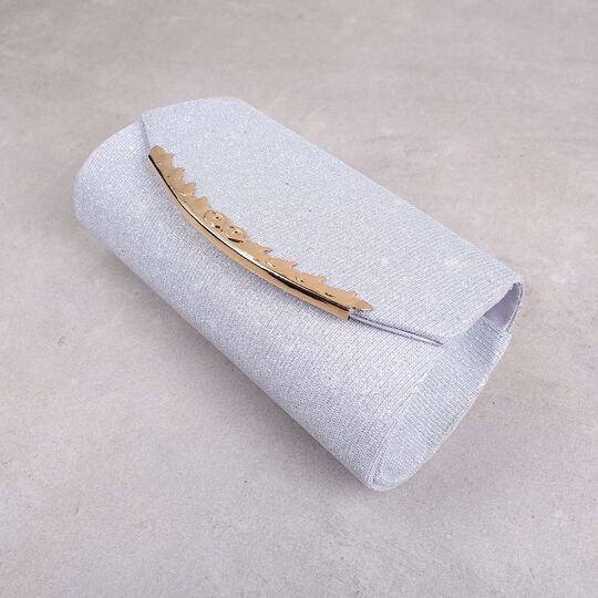 Женская сумочка клатч, серебристая П2779