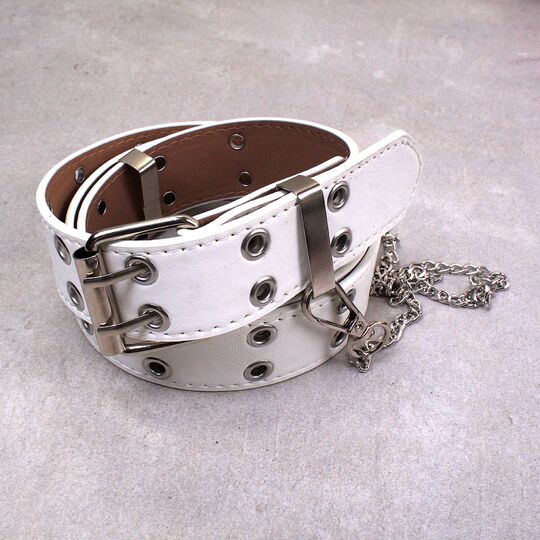 Ремінь жіночий, білий П2884 з ланцюжком