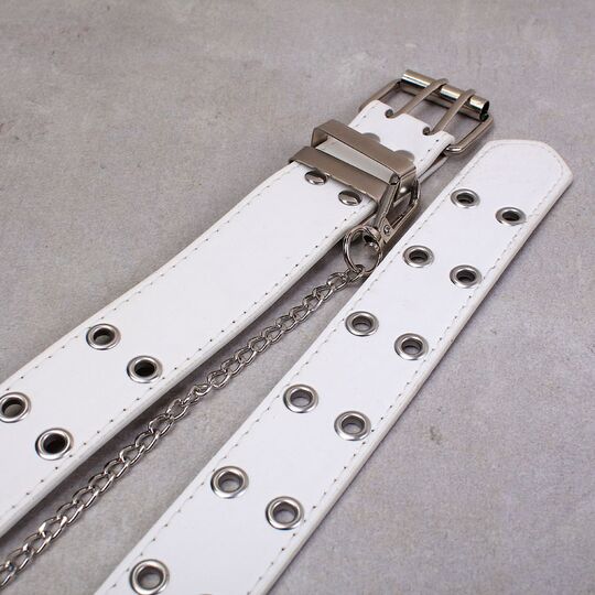 Ремінь жіночий, білий П2884 з ланцюжком