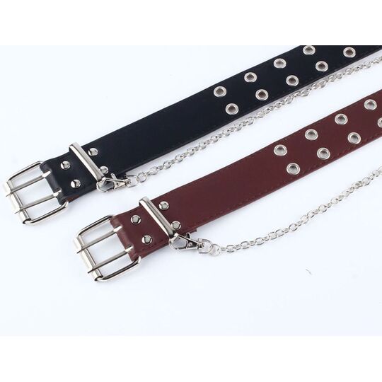 Ремень женский, черный П2885 с цепочкой