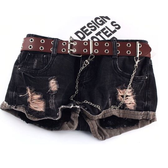 Ремень женский, черный П2885 с цепочкой