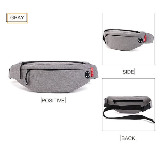 Сумка поясная, бананка TINYAT, серая П2932