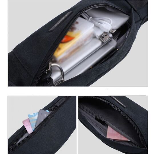 Сумка на пояс, бананка "TINYAT", черная П2944