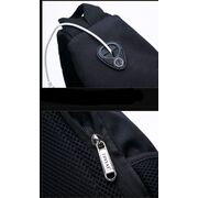 Мужская сумка слинг "TINYAT" USB, черная П2952