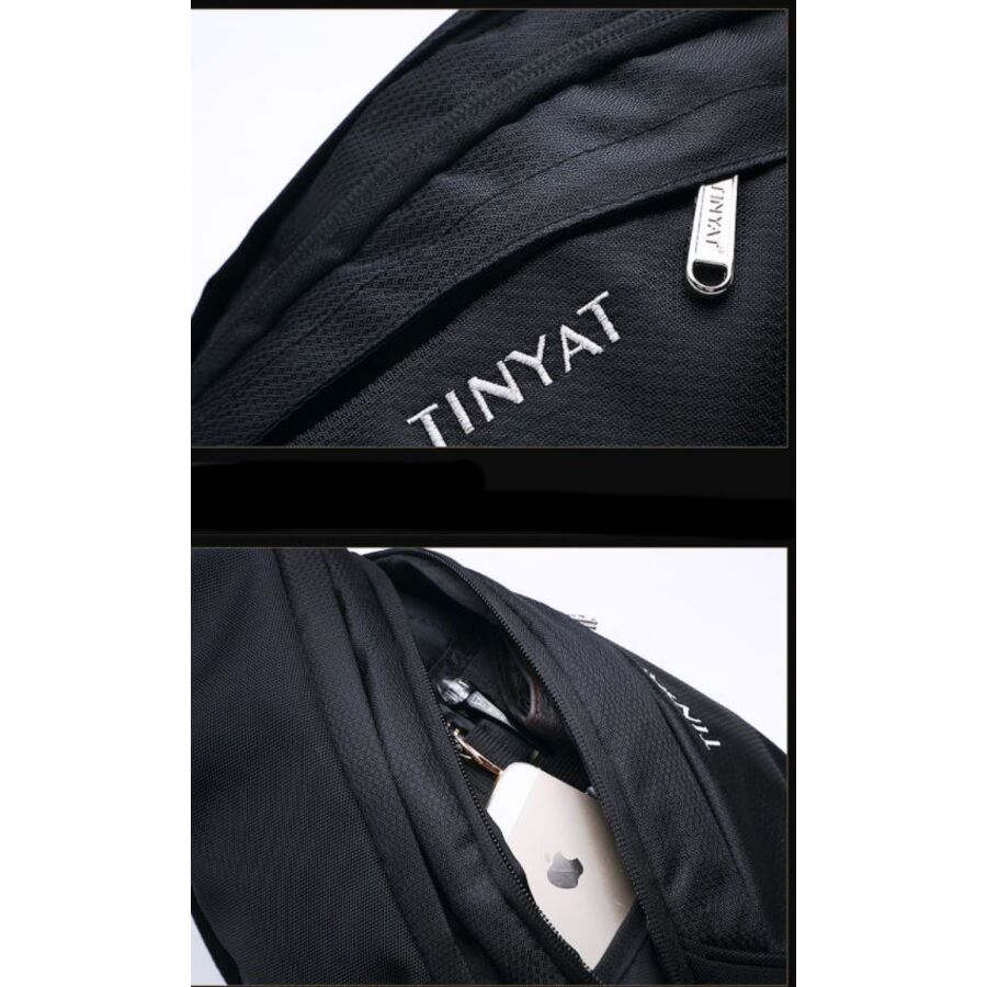 Мужская сумка слинг "TINYAT" USB, серая П2953