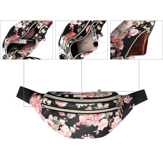 Сумка поясна, бананка 'Квіти', П3003