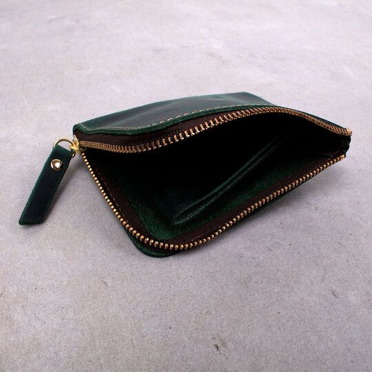 Гаманець на блискавці зі шкіри, зелений П3008