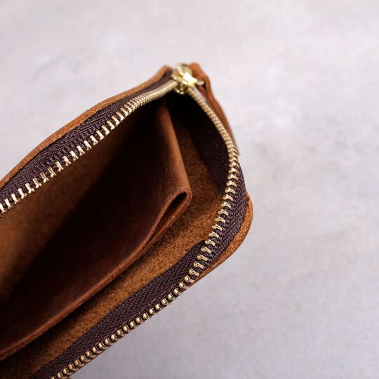 Гаманець на блискавці зі шкіри, коричневий П3009