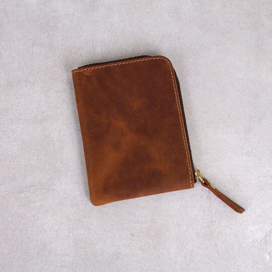 Гаманець на блискавці зі шкіри, коричневий П3009