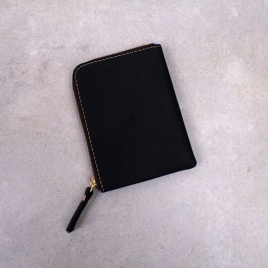 Кошелек на молнии из кожи, черный П3011