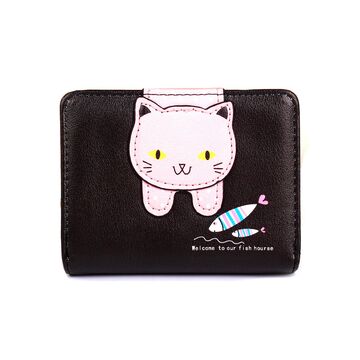 Жіночий гаманець 'Кішка', чорний П3016
