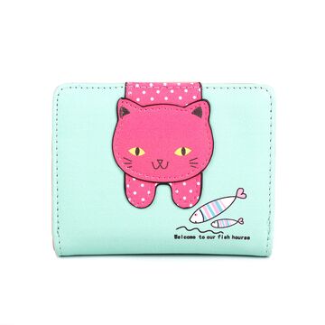 Жіночий гаманець 'Кішка', зелений П3019