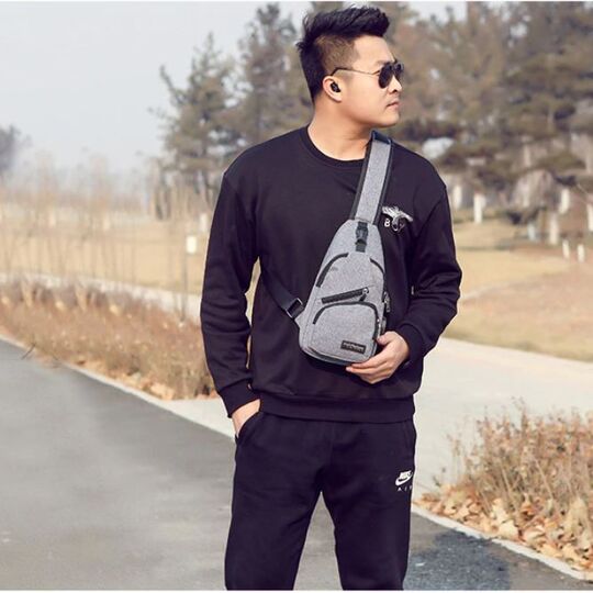 Мужская сумка слинг, коричневая П3030 Мужская сумка слинг, коричневая П3030