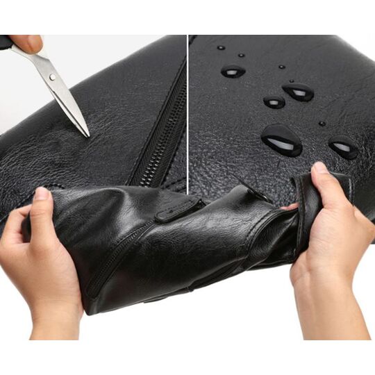 Чоловіча сумка+гаманець+ремінь, чорна П3038