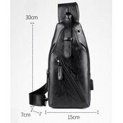 Чоловіча сумка+гаманець+ремінь USB, чорна П3040