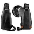 Мужская сумка+кошелек+ремень USB, черная П3040