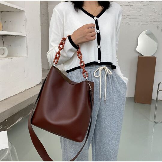 Женская сумка+косметичка, красная П3056