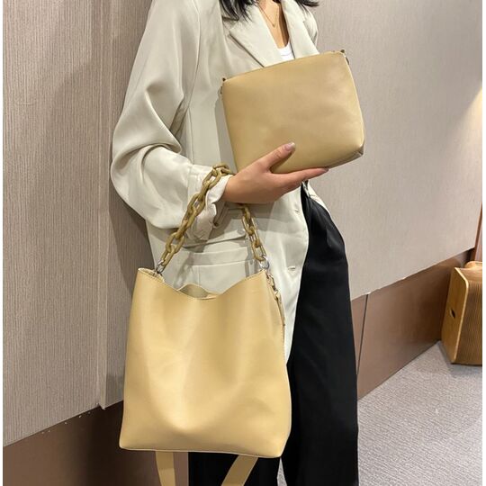 Женская сумка+косметичка, бежевая П3057